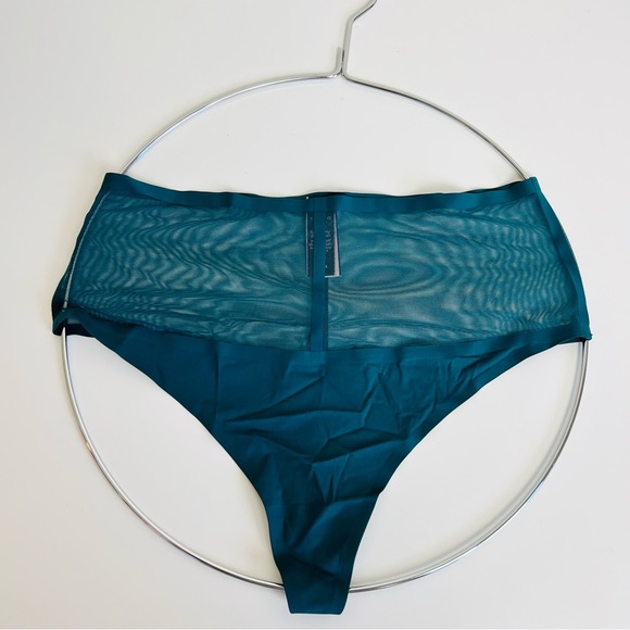 NWT Victoria’s Secret Emerald Mesh High Waist Cut Out Thong V-String Panty - Picture 4 of 14